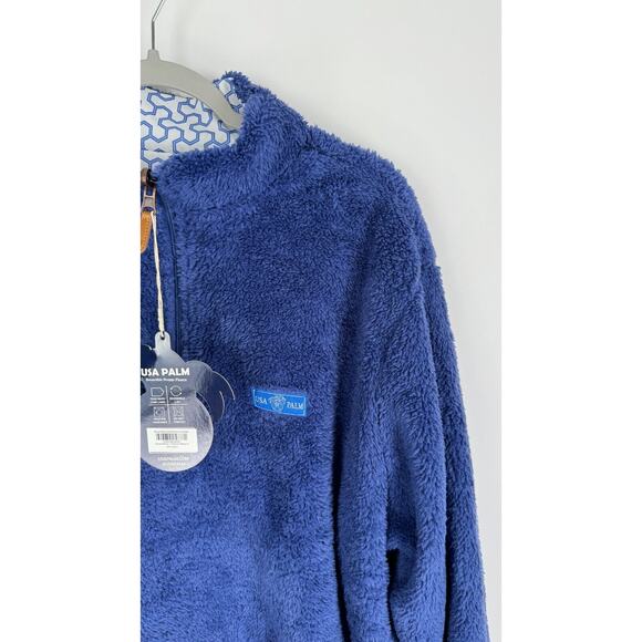 USA Palm Mens Reversible Shaggy Ocean Fleece Tribe 2.0 1/4 Zip Size Large NWT - Picture 6 of 9
